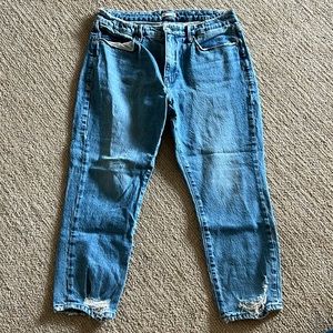 Good American distressed good girlfriend jeans